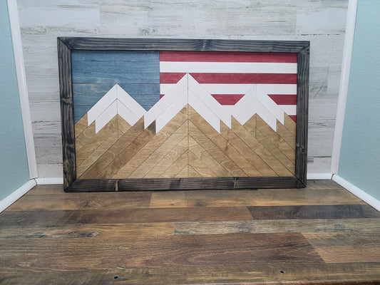 American Flag Barn Quilt | American Flag Sign | American Flag Mountain Sign | Farmhouse Barn Quilt | Farmhouse Sign