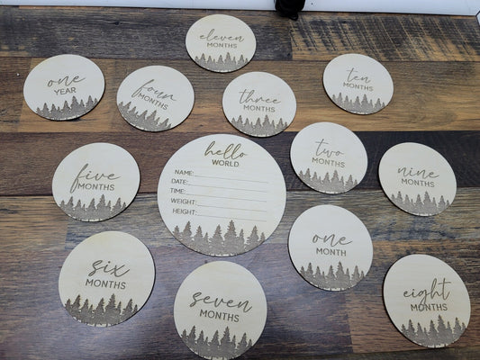 Baby Milestone Set | Forrest Theme Baby Milestone Set | 12 Month Baby Milestone Set