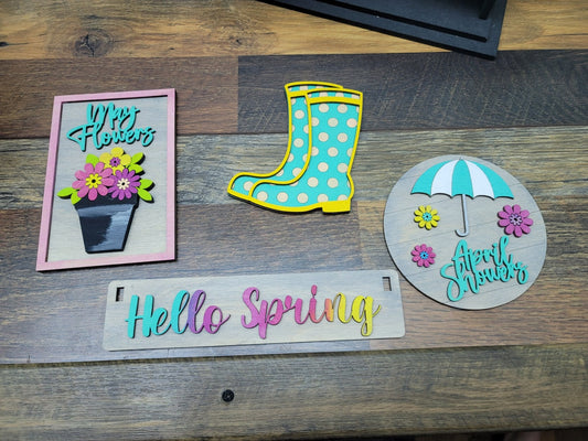 April Showers Shelf Insert | Shelf Sitter | Shelf Sitter Insert | Tiered Tray Decor | April Showers Bring May Flowers Insert