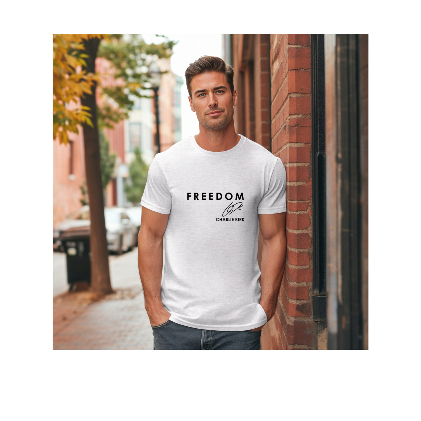 Charlie Kirk “FREEDOM” Men’s Tee — Gildan 3000 Lightweight Cotton