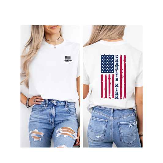 Charlie Kirk “FREEDOM” Women’s Slim Fit Tee — Tultex Fine Jersey Tshirt
