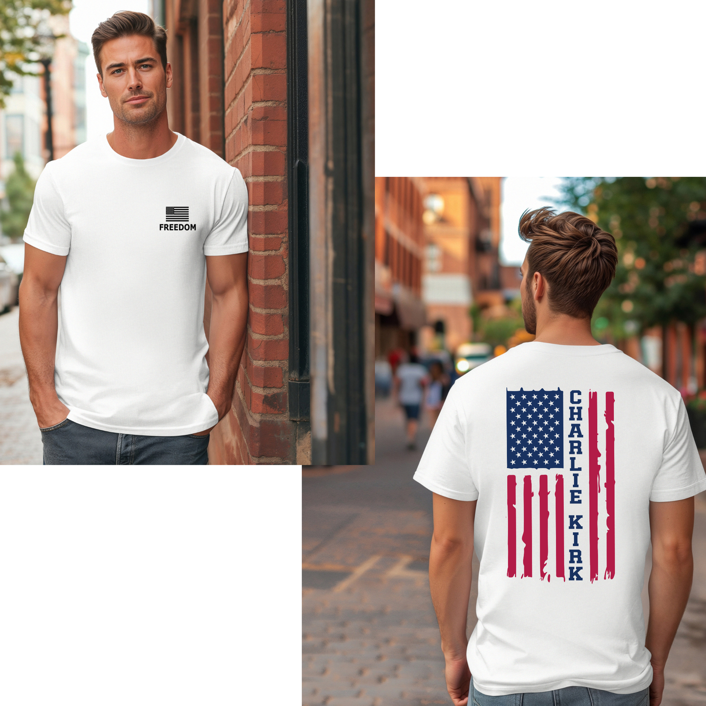 Charlie Kirk “FREEDOM” Men’s Tee — Gildan 3000 Lightweight Cotton