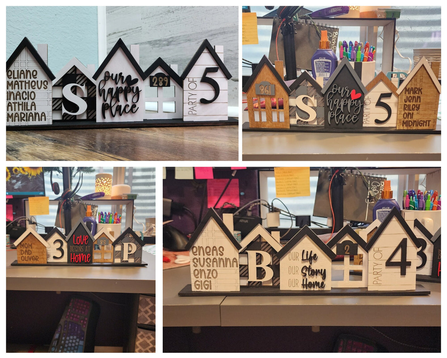 Standing Houses | Personalized Standing Houses | Small Houses Shelf Decor | Farmhouse Decor | Tabletop Standing Houses