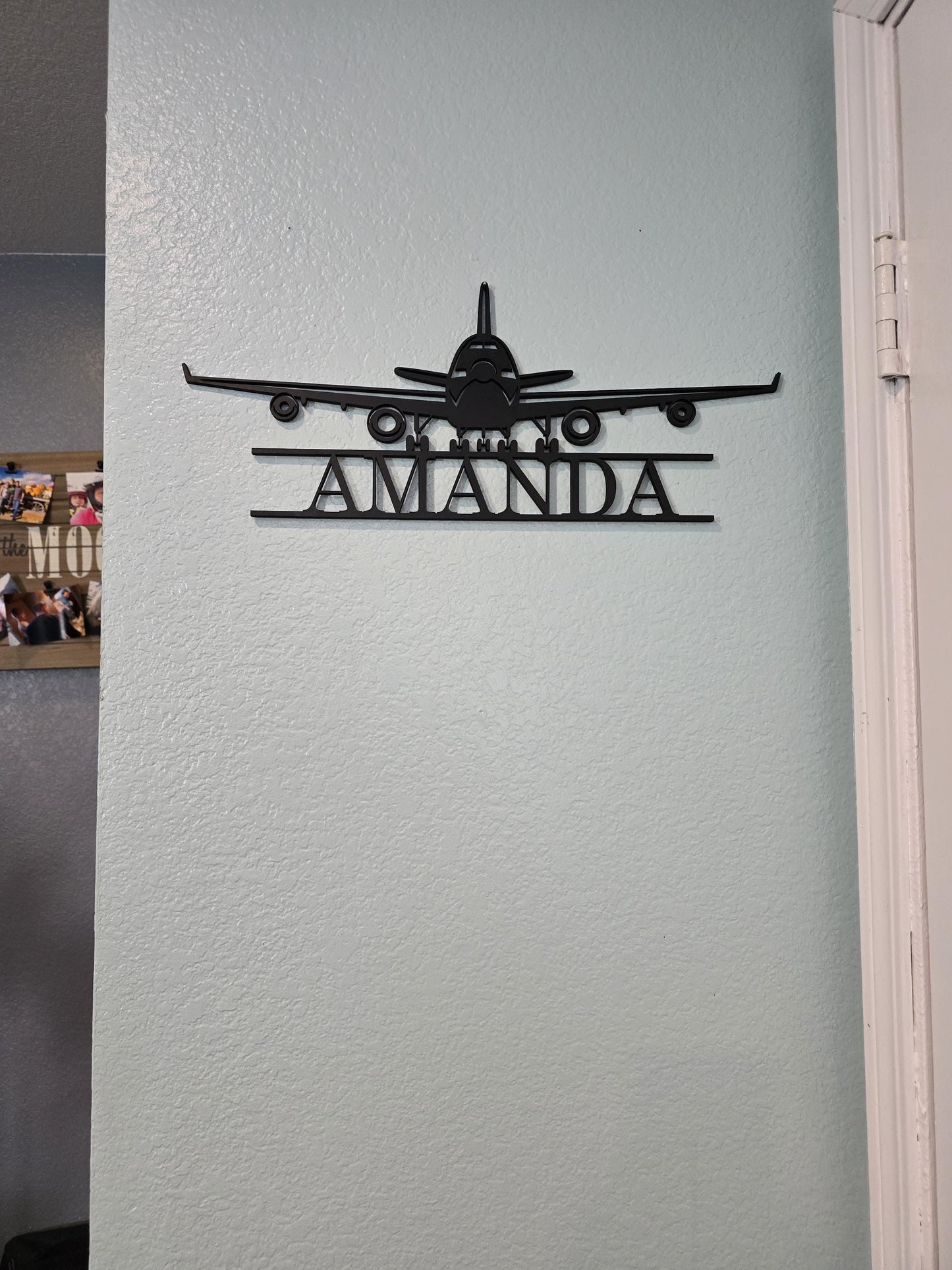 Airplane Nursery Sign | Jumbo Jet Nursery Sign | Custom Airplane Sign with Name | Office Sign