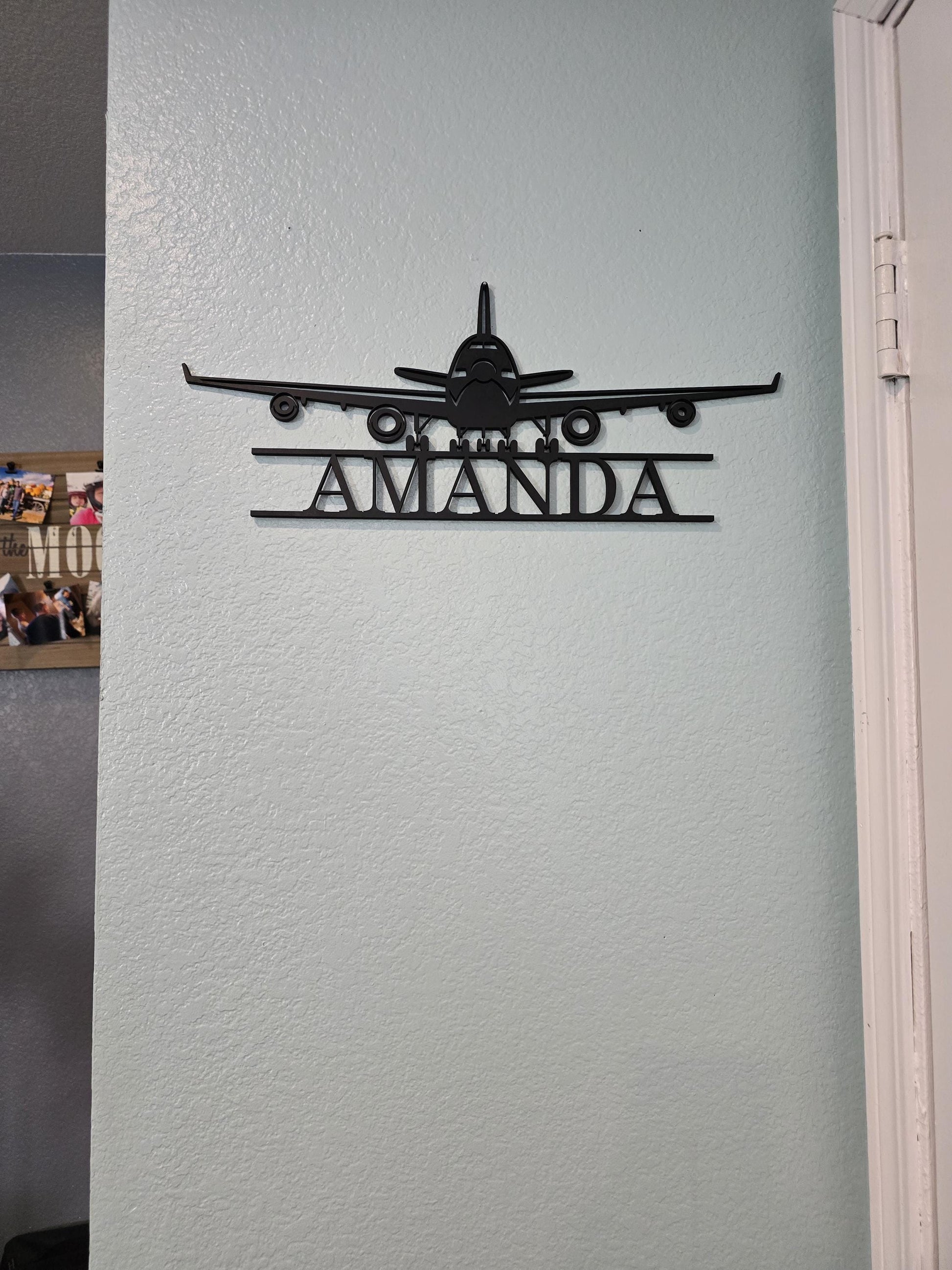 Airplane Nursery Sign | Jumbo Jet Nursery Sign | Custom Airplane Sign with Name | Office Sign