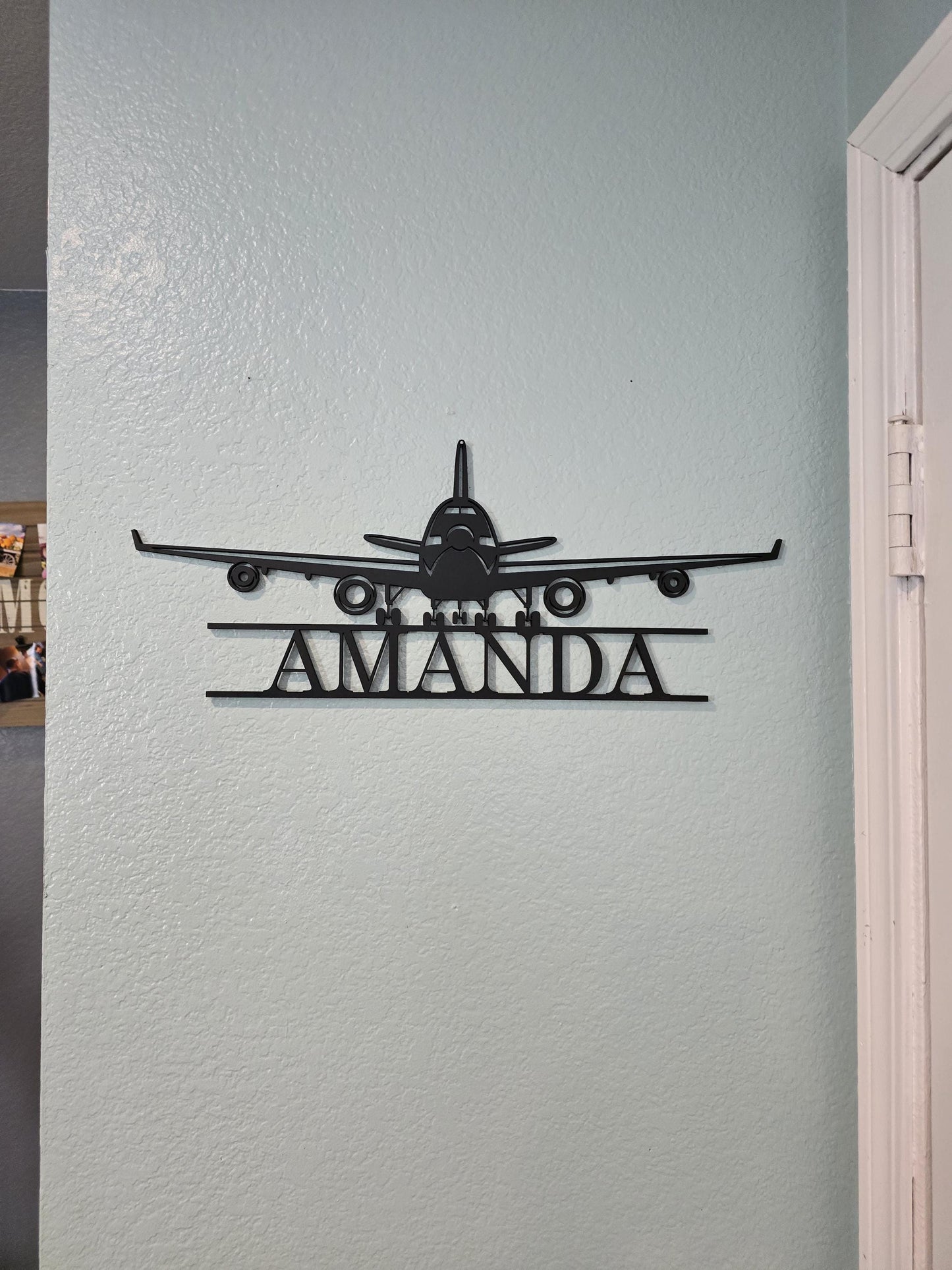 Airplane Nursery Sign | Jumbo Jet Nursery Sign | Custom Airplane Sign with Name | Office Sign