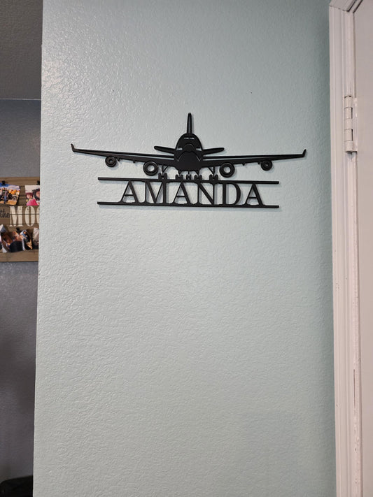 Airplane Nursery Sign | Jumbo Jet Nursery Sign | Custom Airplane Sign with Name | Office Sign