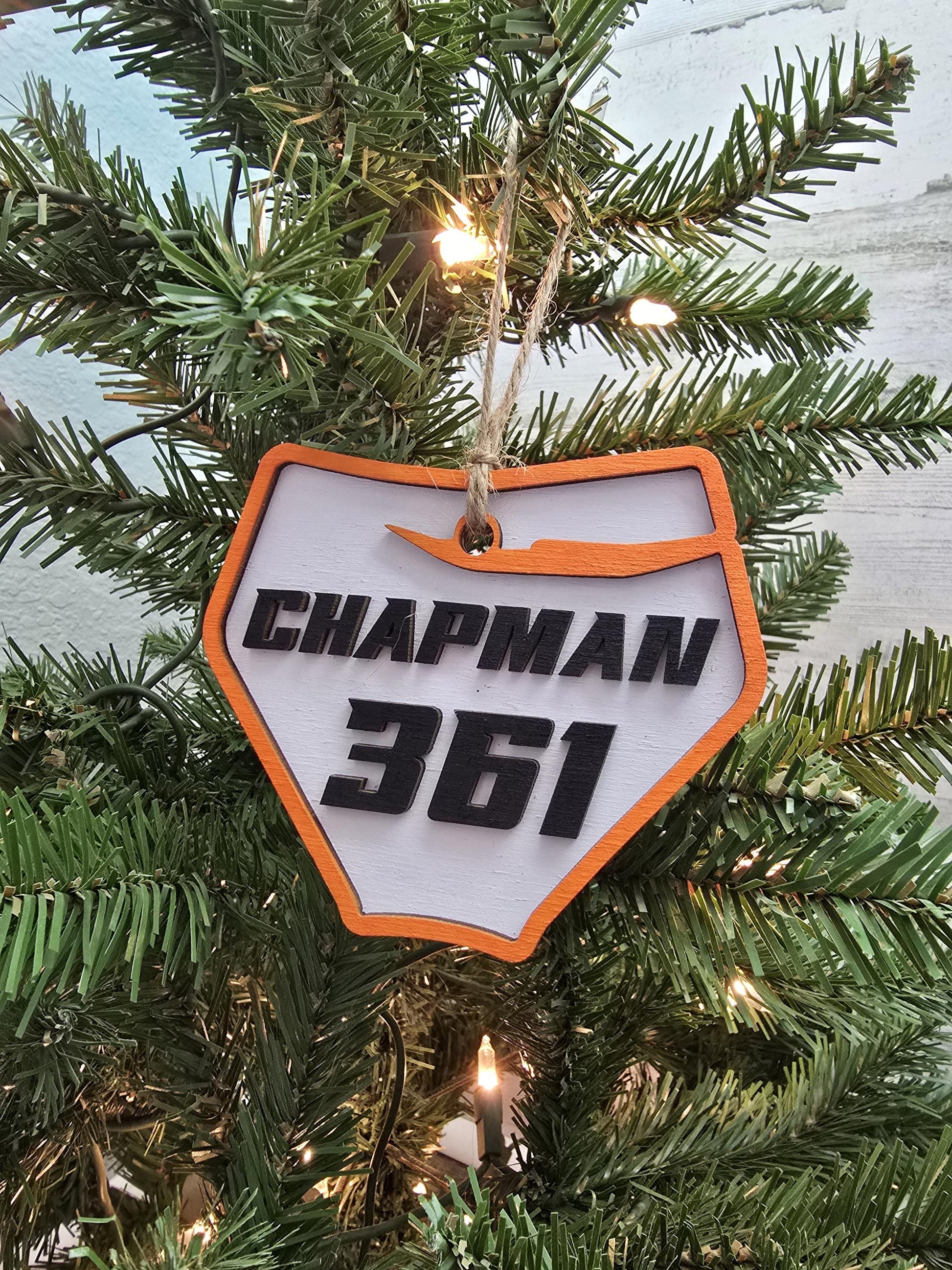 Dirt Bike Christmas Ornament | Number Plate Christmas Ornament | Motocross Racing Christmas Ornament | Supercross Christmas Ornament