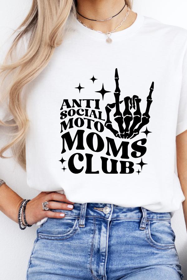 AntiSocial MotoMom Tee | Funny Motocross Mom Shirt | Bella Canvas 3001 | Dirt Bike Mom Life Tee | Moto Lifestyle Graphic T-Shirt
