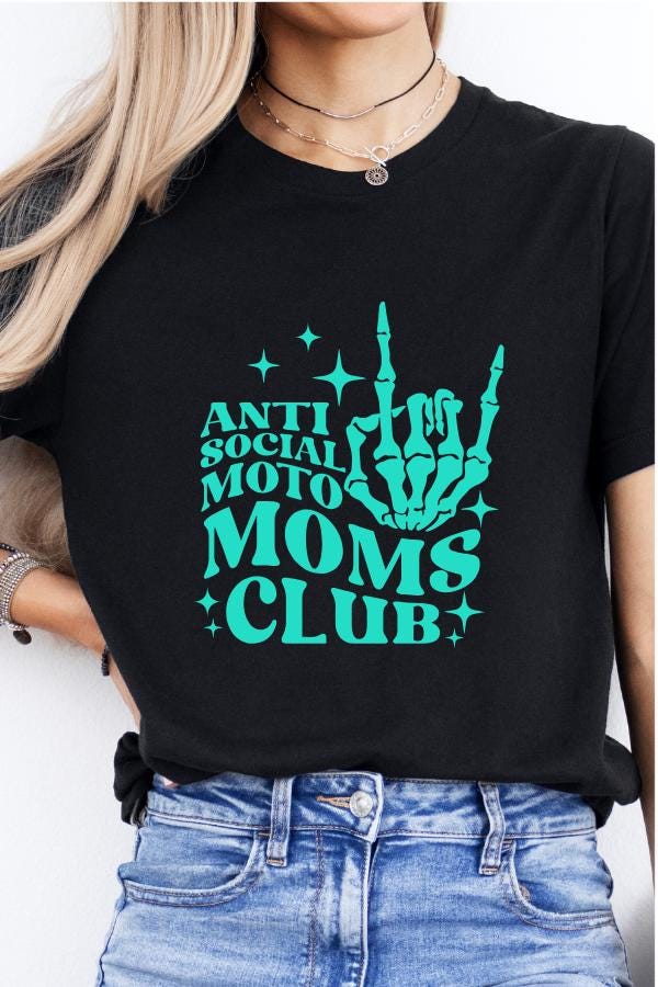 AntiSocial MotoMom Tee | Funny Motocross Mom Shirt | Bella Canvas 3001 | Dirt Bike Mom Life Tee | Moto Lifestyle Graphic T-Shirt