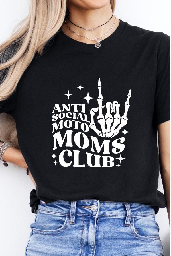 AntiSocial MotoMom Tee | Funny Motocross Mom Shirt | Bella Canvas 3001 | Dirt Bike Mom Life Tee | Moto Lifestyle Graphic T-Shirt