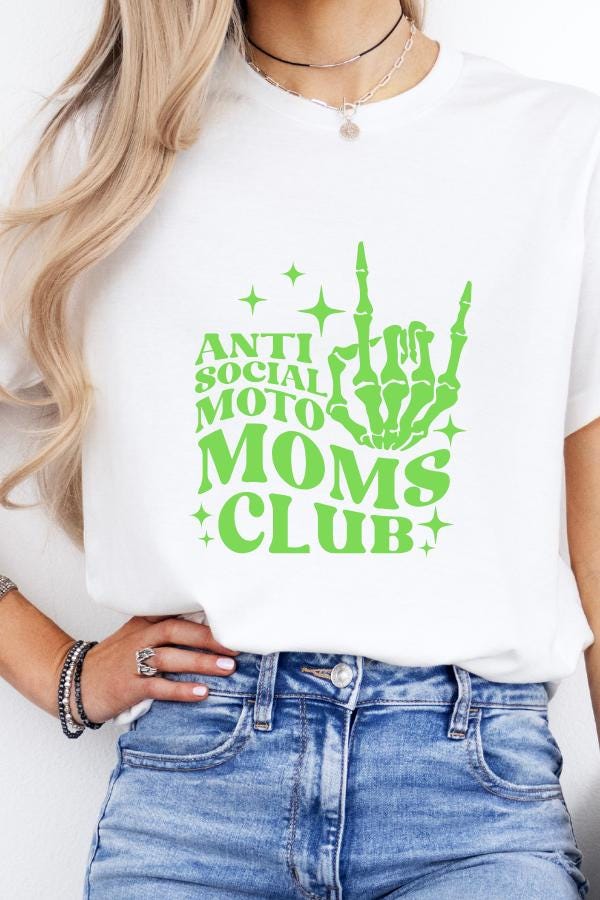 AntiSocial MotoMom Tee | Funny Motocross Mom Shirt | Bella Canvas 3001 | Dirt Bike Mom Life Tee | Moto Lifestyle Graphic T-Shirt