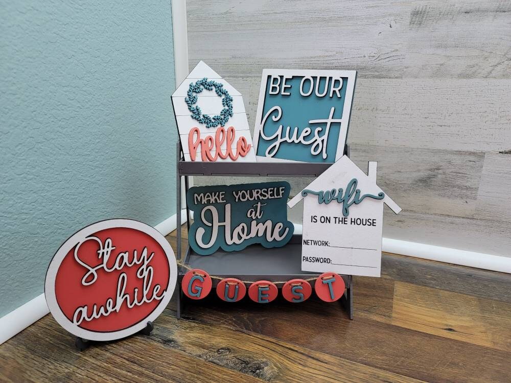 Tiered Tray Signs | Guest Room | Signs only, does not include shelf