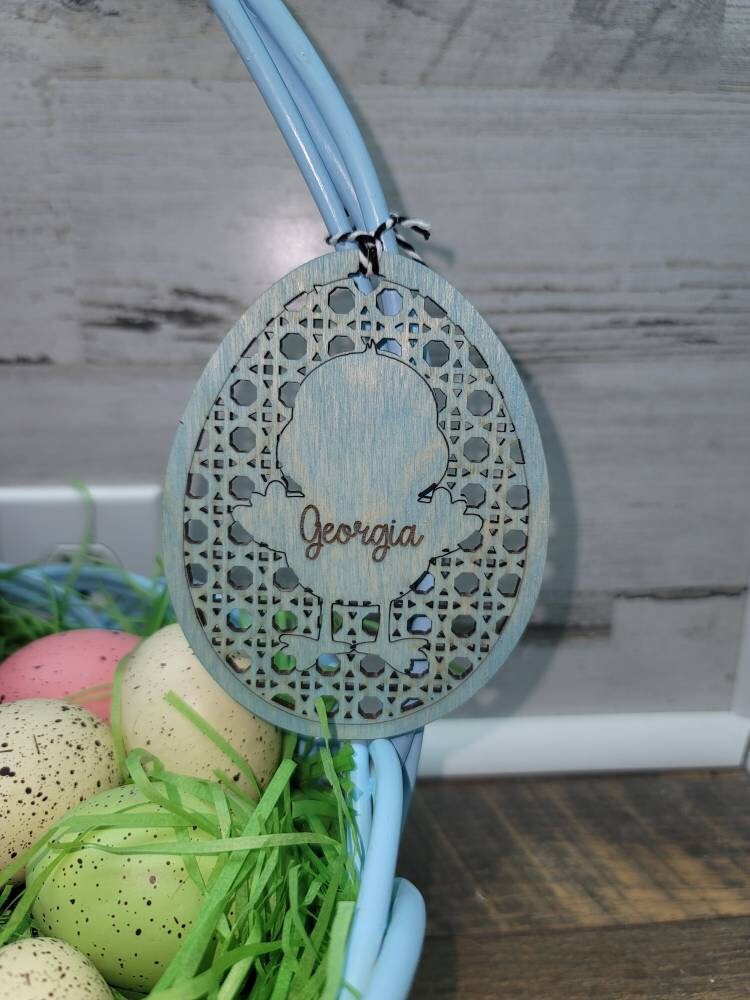 Easter Basket Tags | Personalized Easter Basket Tag | Ratan Pattern Easter Basket Tag | Custom Easter Basket Tag | Easter Basket Gift