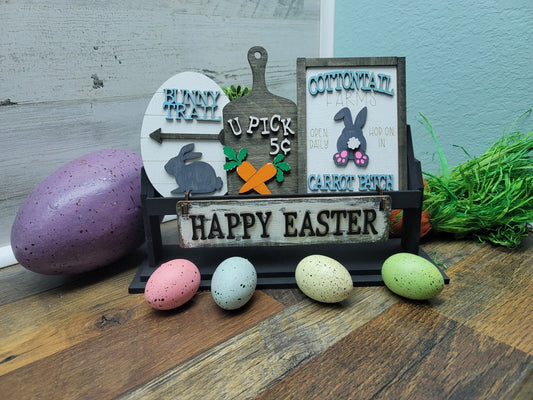 Easter Sign | Interchangeable Easter Shelf Sitter Signs | Happy Easter Shelf Inserts | Happy Easter Tiered Tray Signs