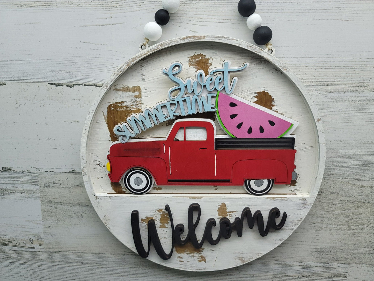 10.5 Inch Welcome Sign Summertime Insert | Front Door Interchangeable Welcome Sign | Summertime Insert for Interchangeable Sign