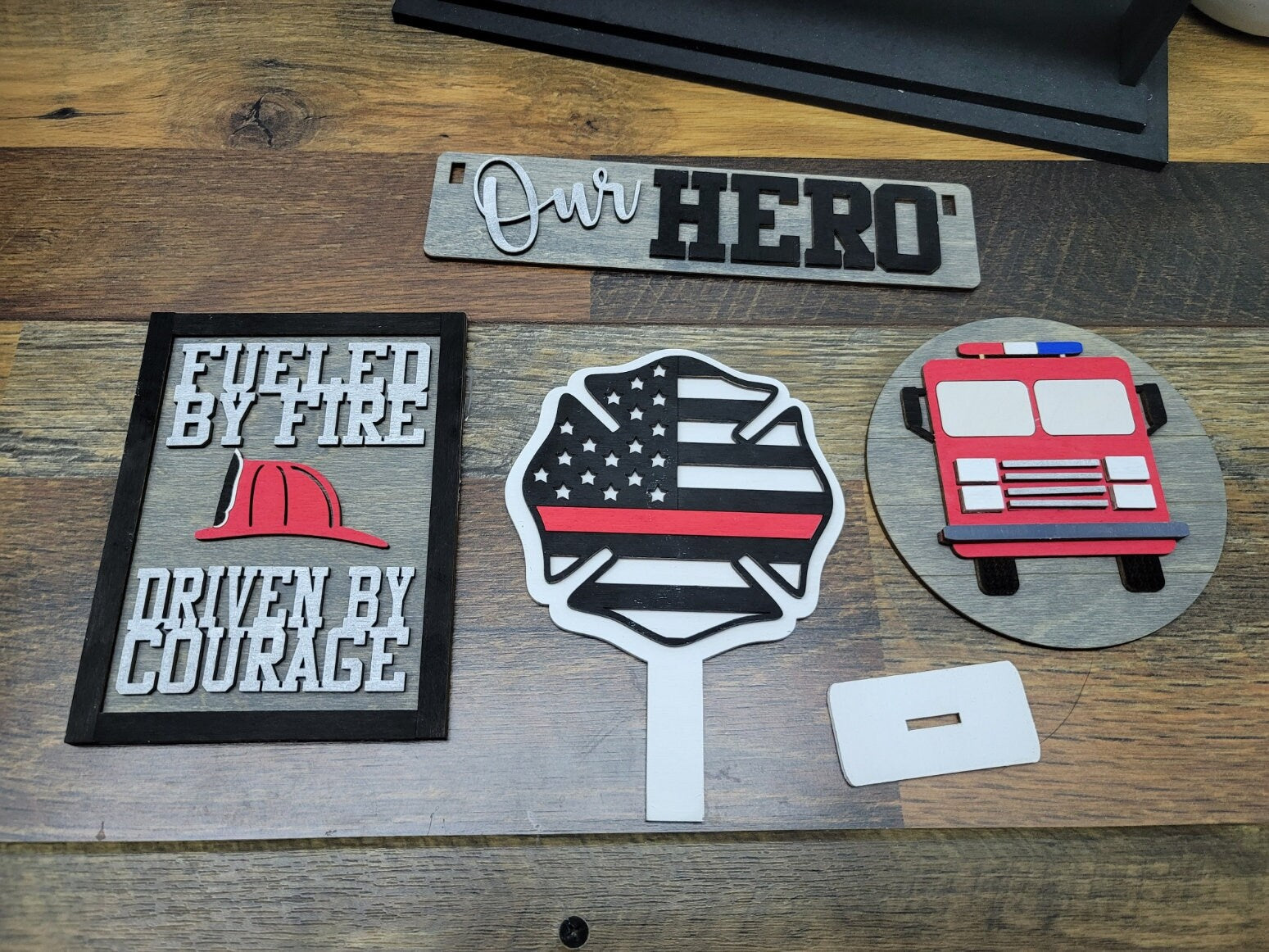 Fireman Hero Shelf Sitter Insert | Fireman Hero Tiered Tray Set | Fire Hero Tiered Tray Signs | Celebrate our Hero's Tiered Tray Set