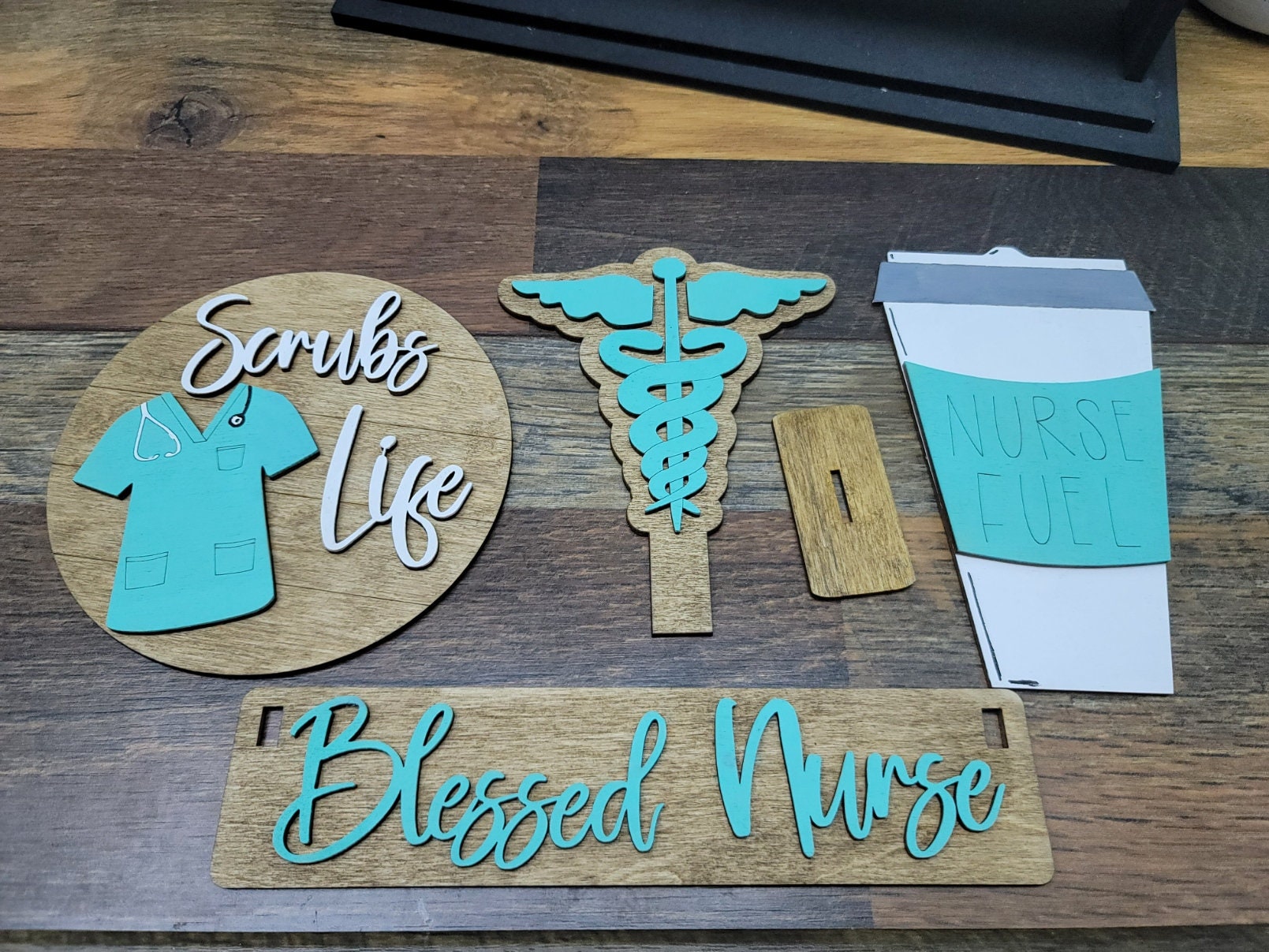 Nurse Tiered Tray | Nurse Shelf Sitter Insert | Wagon Insert | Healthcare Hero Tiered Tray | Blessed Nurse | Blessed Nurse Tiered Tray Set