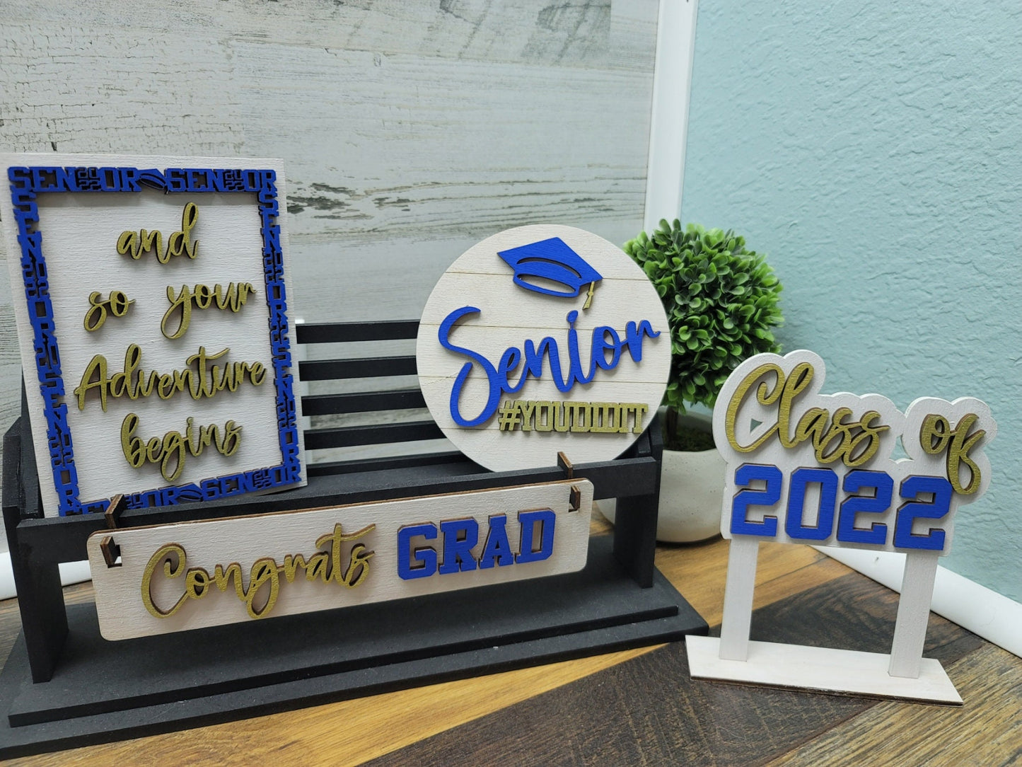 Graduate Tiered Tray Set | 2023 Graduate Shelf Insert | High School Graduation Tiered Tray Set | College Graduation Tiered Tray Set