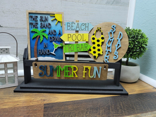 Summertime Fun Shelf Sitter Insert | Summertime Fun Wagon Insert | Summertime Fun Tiered Tray | Farmhouse Summer Tiered Tray