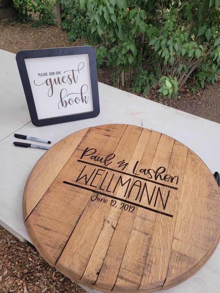 Whiskey Barrel Wedding Guest Book | Engraved Wedding Guest Book | Guest Book | Personalized Whiskey Barrel | The Big Day Guest Book