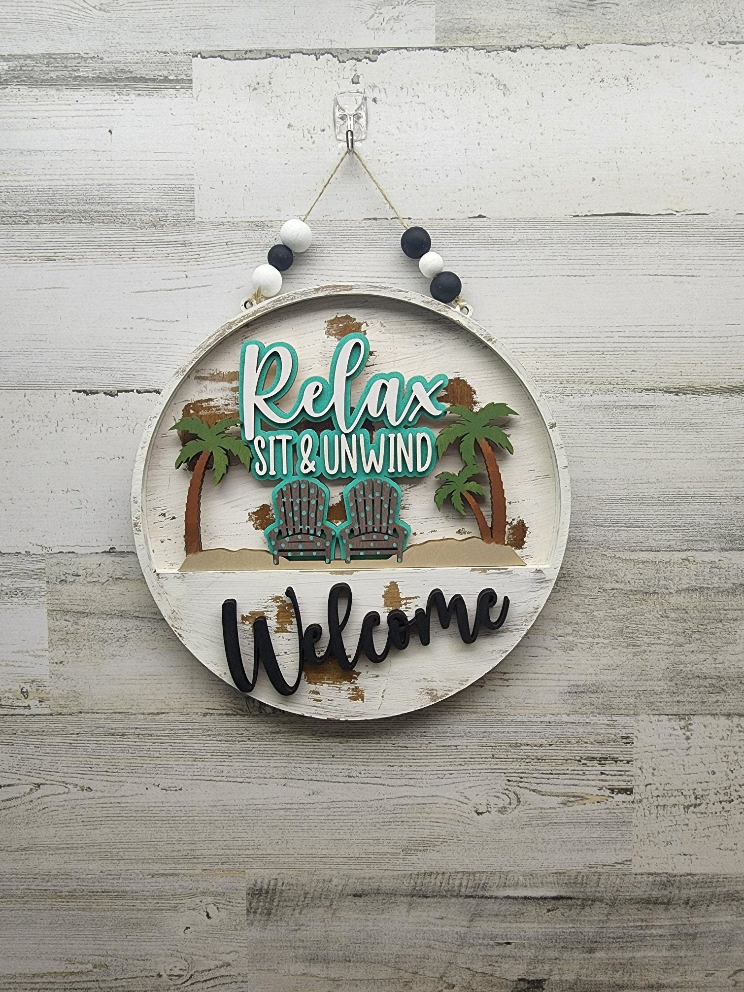 Summertime Relax Insert Welcome Sign | Interchangeable Welcome Sign | Front Door Interchangeable Sign