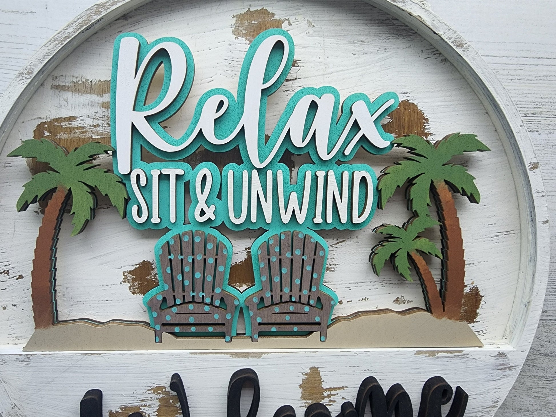 Summertime Relax Insert Welcome Sign | Interchangeable Welcome Sign | Front Door Interchangeable Sign