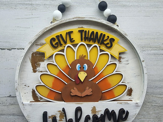 Thanksgiving Welcome Sign Insert | Thanksgiving Turkey Insert | Give Thanks Welcome Sign Insert