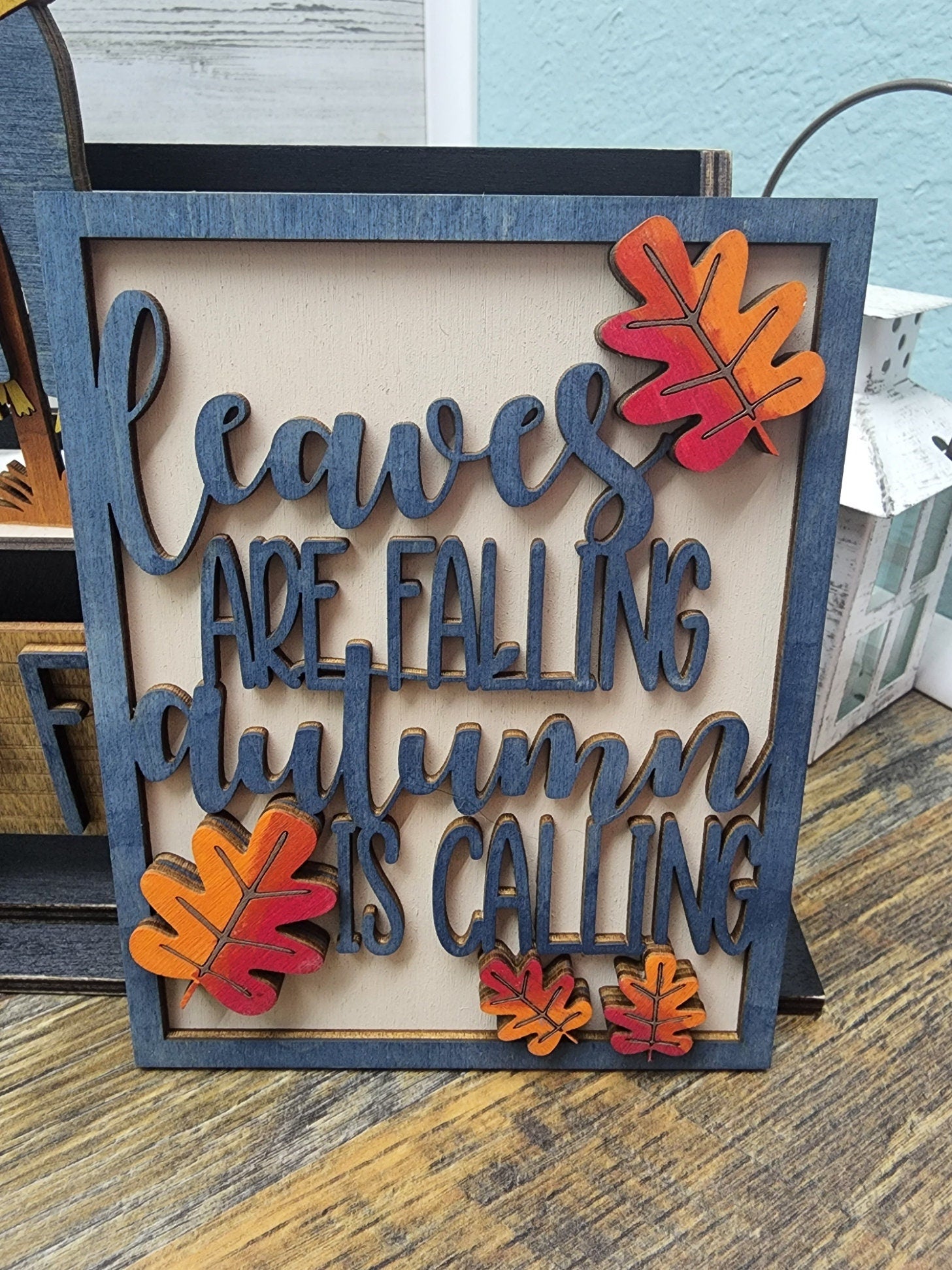 Hello Fall Shelf Sitter Inserts | Hello Fall Wagon Insert | Hello Fall Tiered Tray | Scarecrow Fall Painted Tiered Tray Set