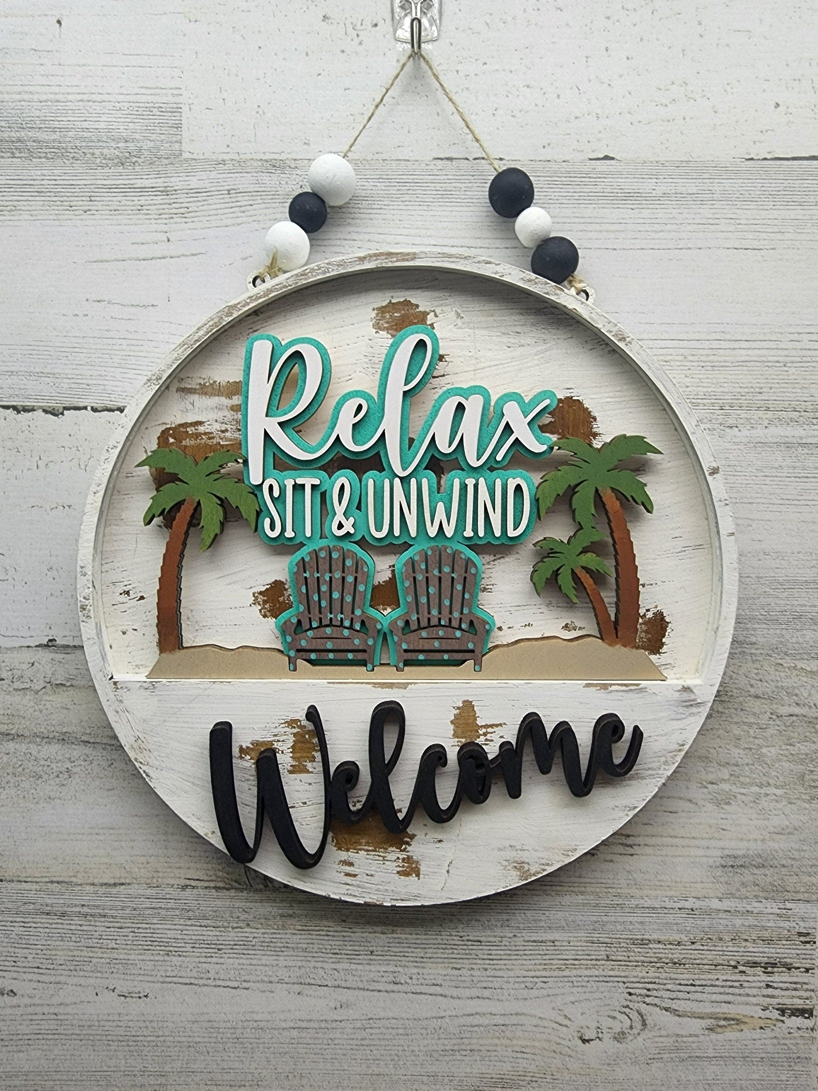 Summertime Relax Insert Welcome Sign | Interchangeable Welcome Sign | Front Door Interchangeable Sign