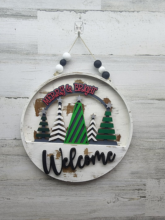 Merry Christmas Welcome Sign Insert | Happy Holidays Welcome Sign Insert