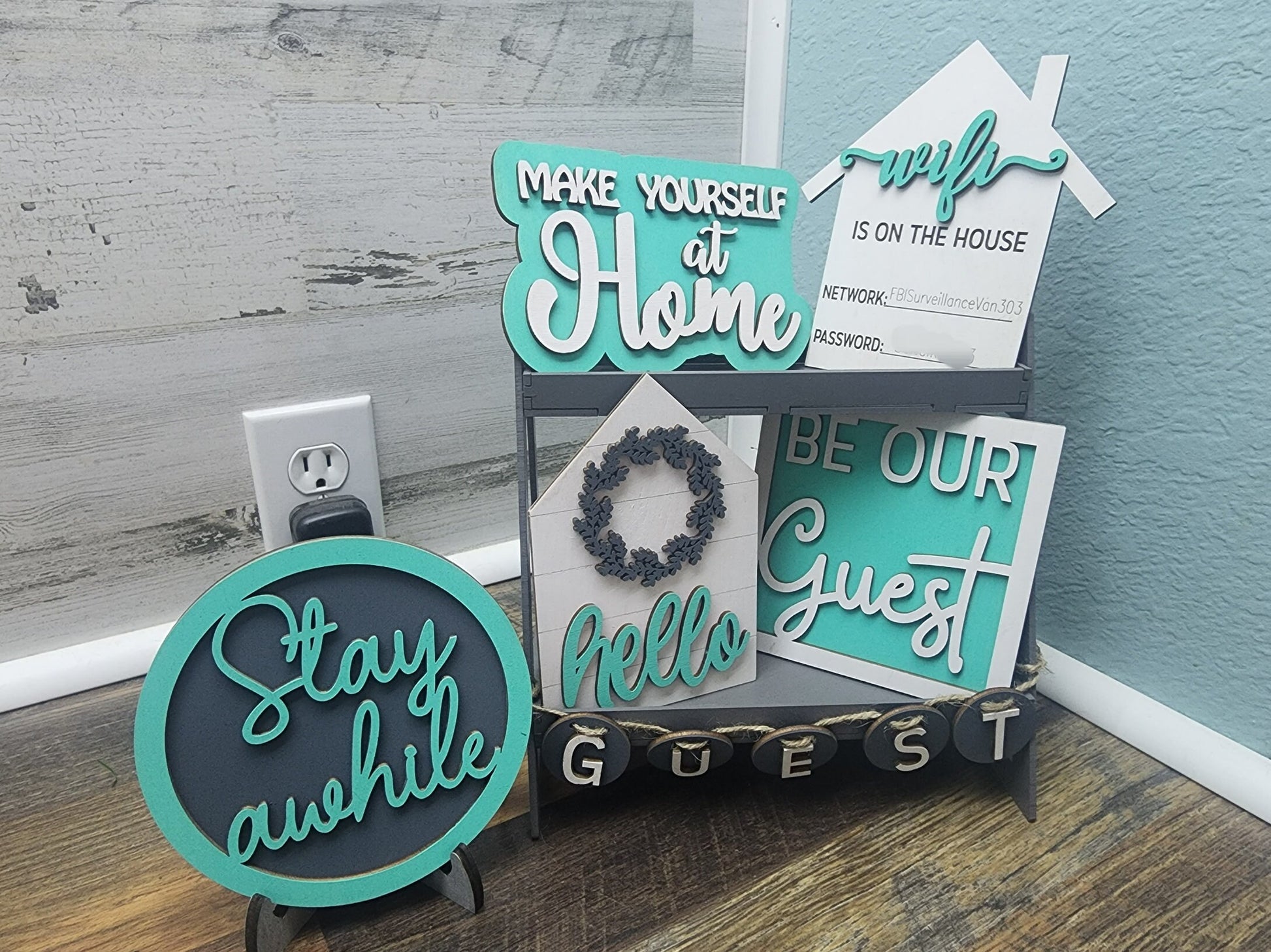 Tiered Tray Signs | Guest Room | Signs only, does not include shelf