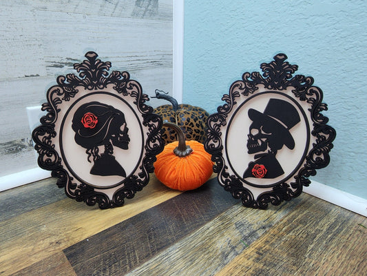 Halloween Decor | Skull Silhouettes Decor | Gothic Skull Decor | Victorian Halloween Decor | Spooky Decor