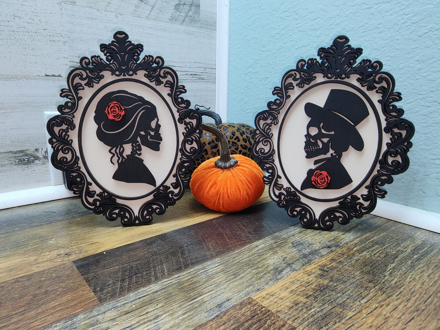 Halloween Decor | Skull Silhouettes Decor | Gothic Skull Decor | Victorian Halloween Decor | Spooky Decor