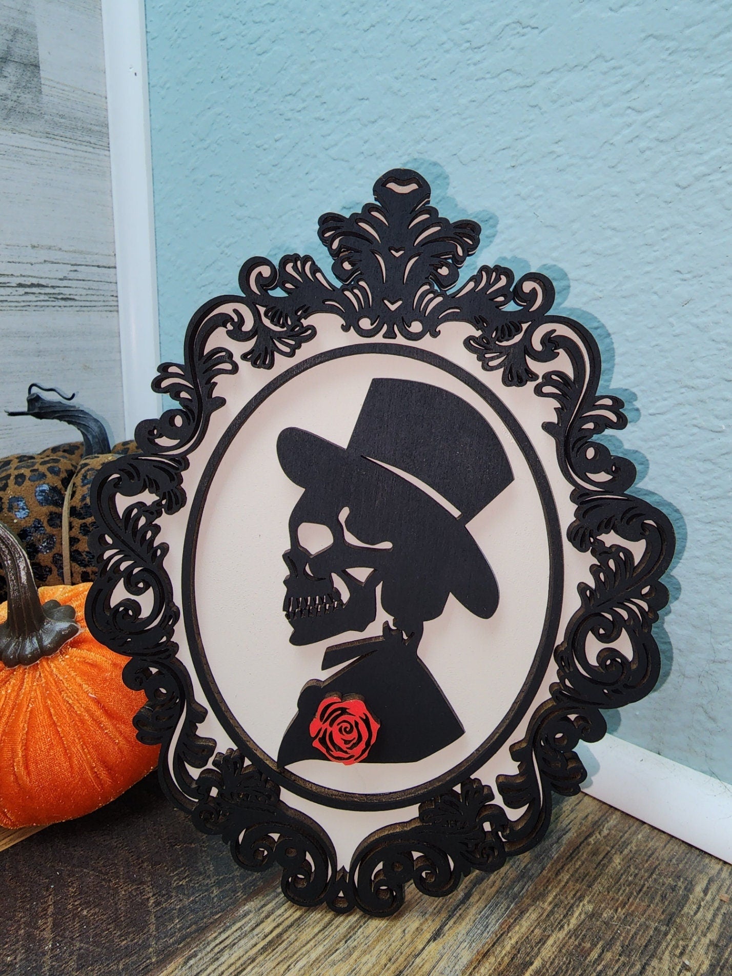 Halloween Decor | Skull Silhouettes Decor | Gothic Skull Decor | Victorian Halloween Decor | Spooky Decor