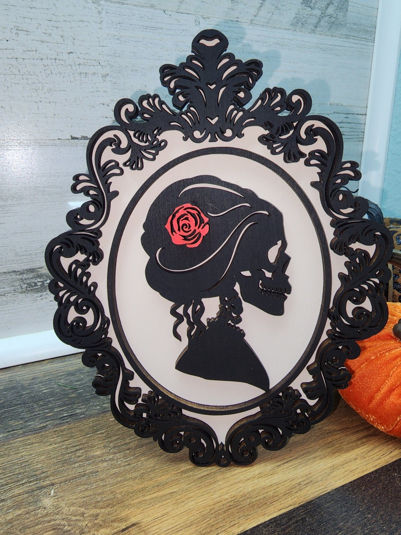 Halloween Decor | Skull Silhouettes Decor | Gothic Skull Decor | Victorian Halloween Decor | Spooky Decor