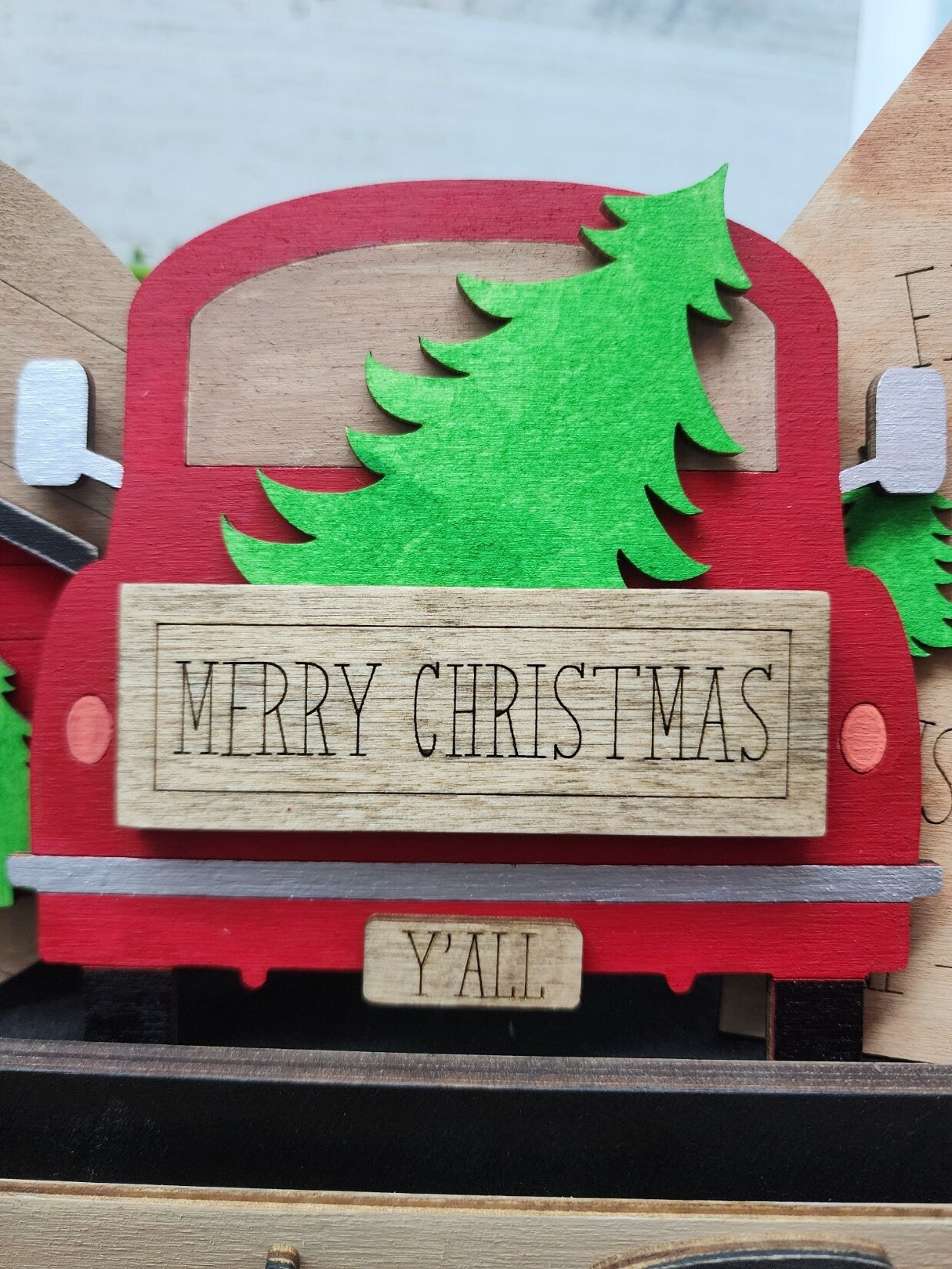 Red Truck Shelf Sitter Insert | Christmas Red Truck Tiered Tray Set | Red Truck Christmas Decor | Red Truck Holiday Decor