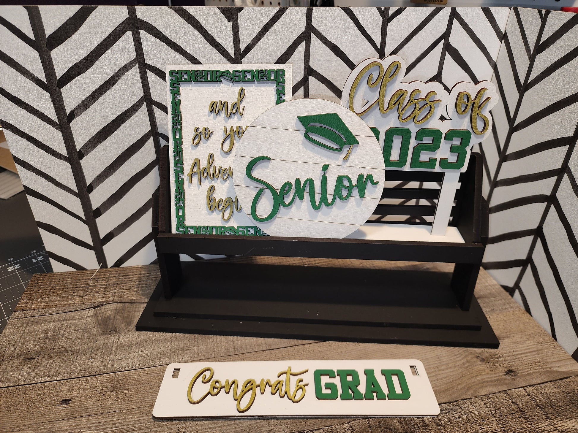 Graduate Tiered Tray Set | 2023 Graduate Shelf Insert | High School Graduation Tiered Tray Set | College Graduation Tiered Tray Set