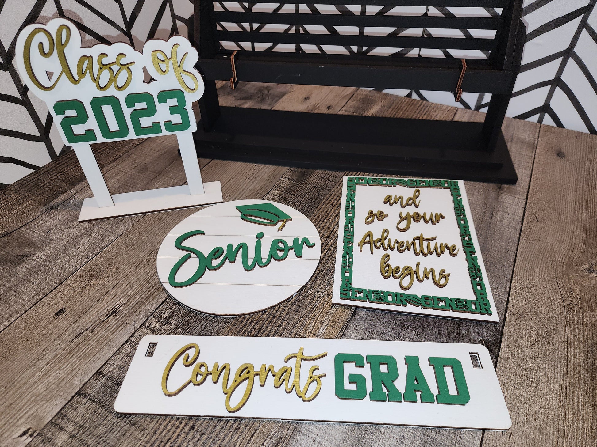 Graduate Tiered Tray Set | 2023 Graduate Shelf Insert | High School Graduation Tiered Tray Set | College Graduation Tiered Tray Set